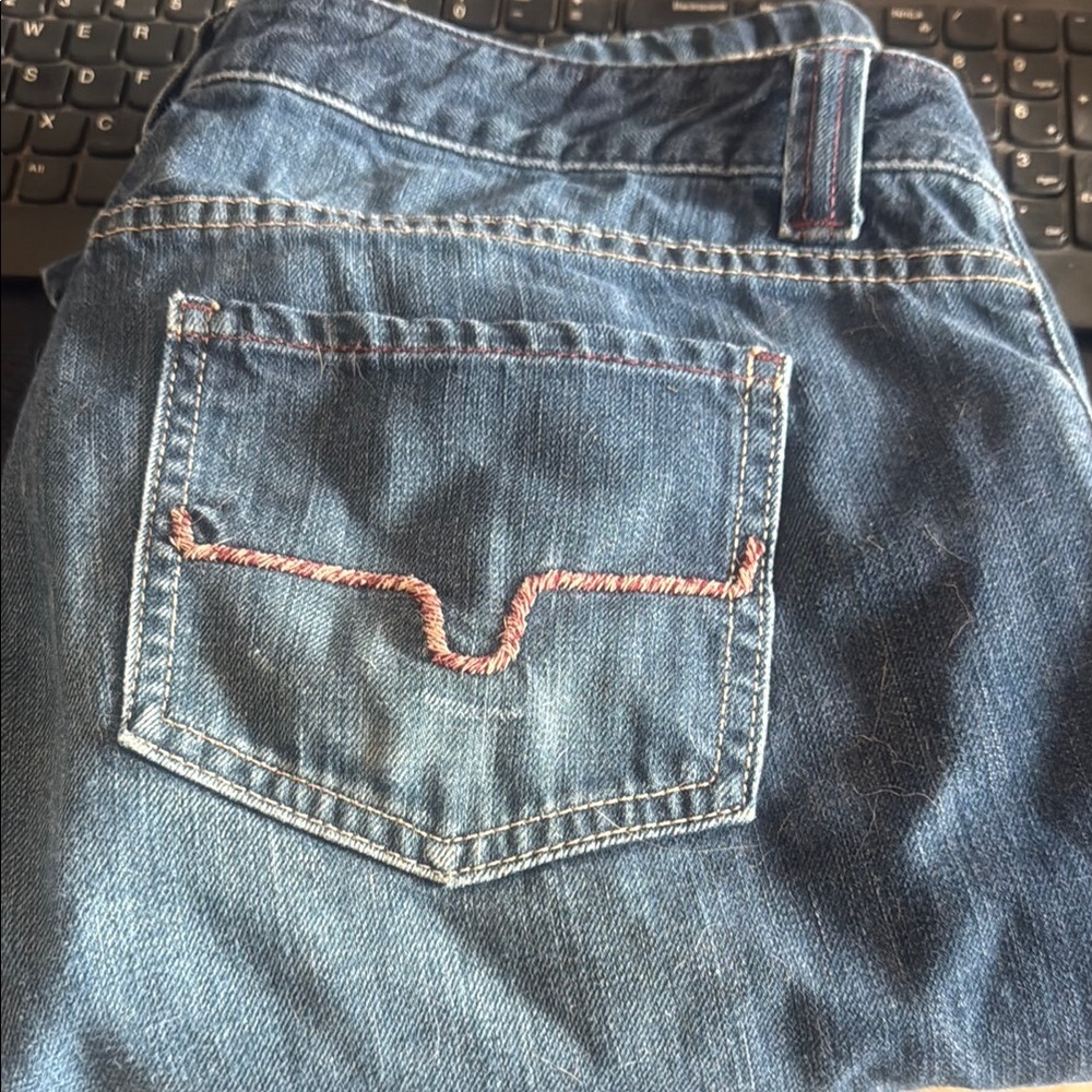 Blue Boot Cut Flare Denim Pants with Stylish Stitching